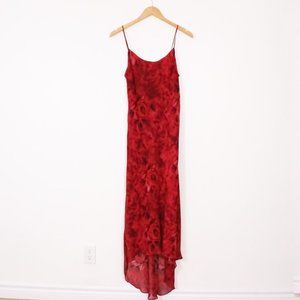 Spenser Jeremy Red Spaghetti Strap Long Red 100% Silk Dress